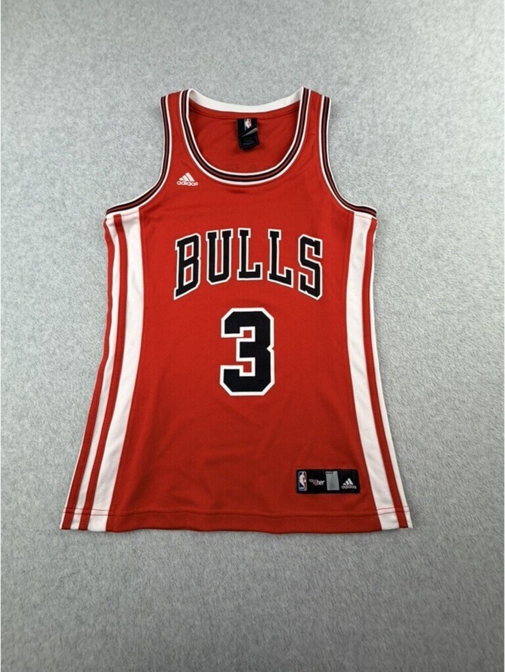 Adidas Womens Dwyane Wade Chicago Bulls Jersey Small Red Black White #3 NBA